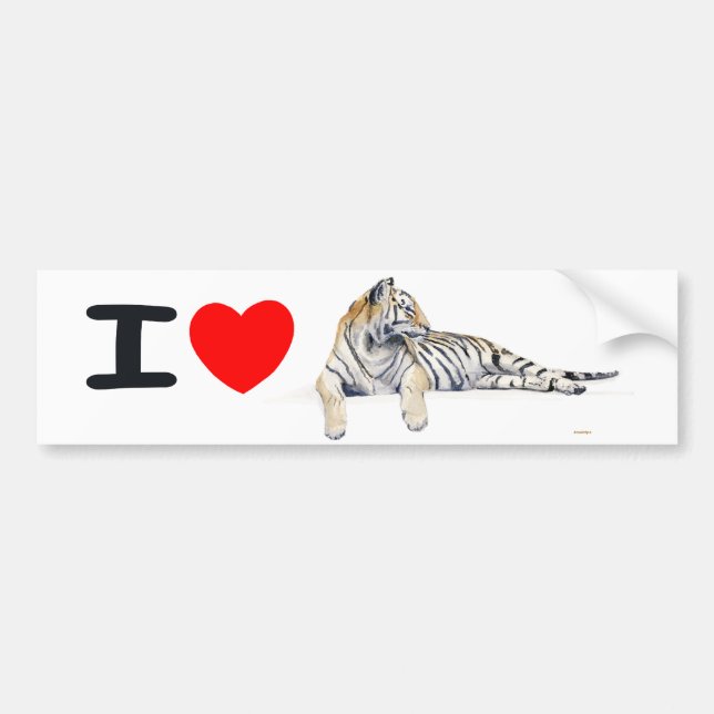 I love Tigers Bumper Sticker (Front)