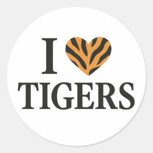 I love Tigers Classic Round Sticker