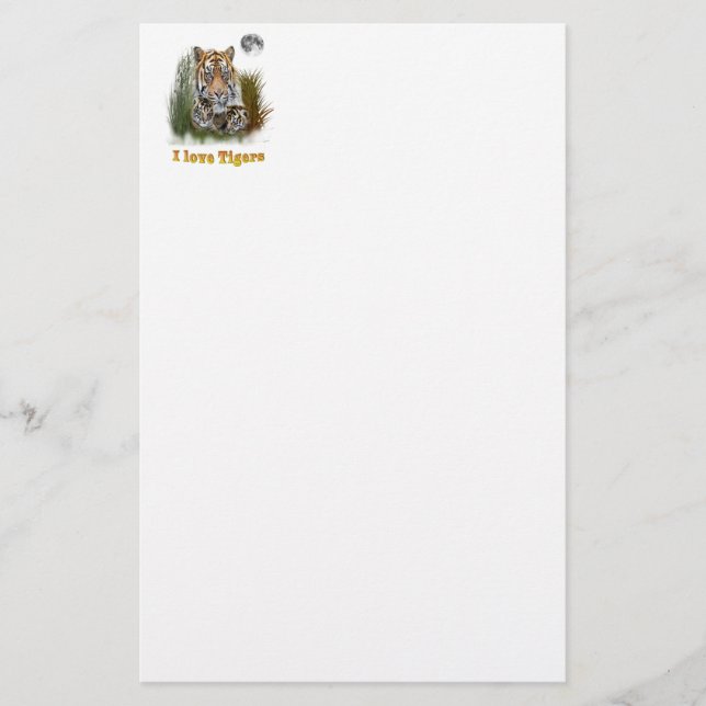 I love Tigers Stationery (Front)
