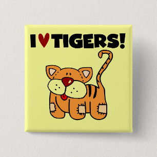 I Love Tigers Tshirts and Gifts 15 Cm Square Badge