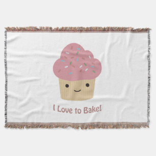 I love to Bake! Cute Cupcake Throw Blanket