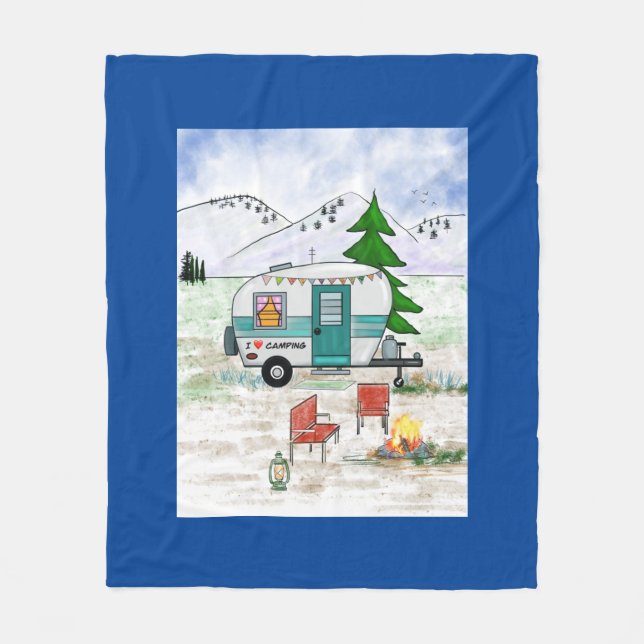 I love to camp fleece blanket (Front)