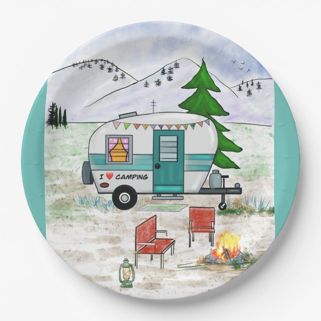 I love to camp paper plates (Front)