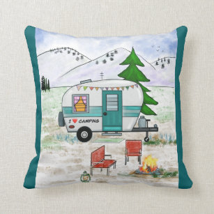 I Love To Camp Throw Pillow