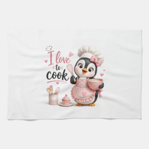 I Love to Cook Penguin Kitchen Towel