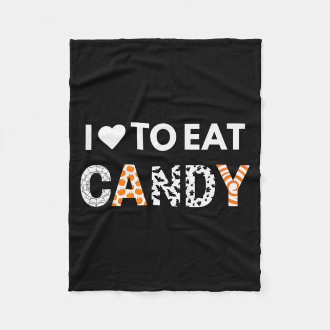 I Love To Eat Candy I'm Candy Halloween Couples Ma Fleece Blanket (Front)