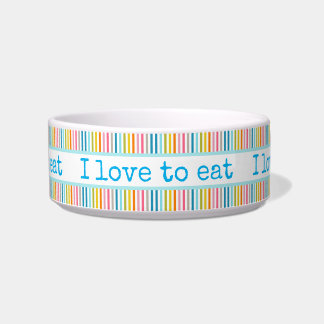 I Love to Eat Rainbow Stripes Colourful Pet Bowl