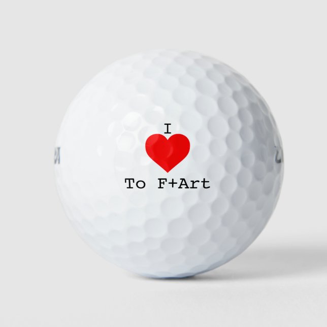 I LOVE to F+Art Golf Balls by The F+Art Cafe (Front)