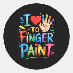 I Love To Finger Paint Couples Art Teacher Finger Classic Round Sticker