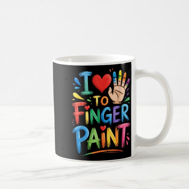 I Love To Finger Paint Couples Art Teacher Finger  Coffee Mug (Right)