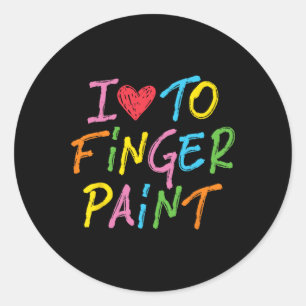 I Love To Finger Paint Cute Couple Valentine Men W Classic Round Sticker