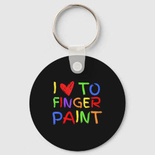 I Love To Finger Paint Tiny Red Heart Valentines D Key Ring