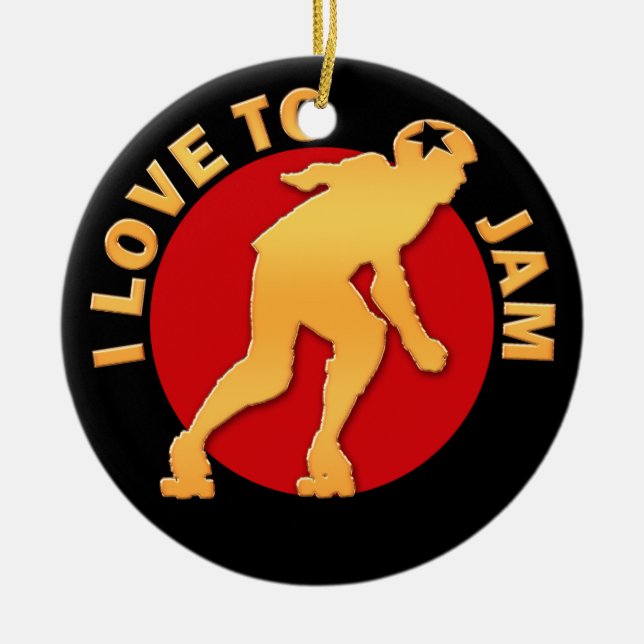 I Love To Jam Ceramic Ornament (Front)