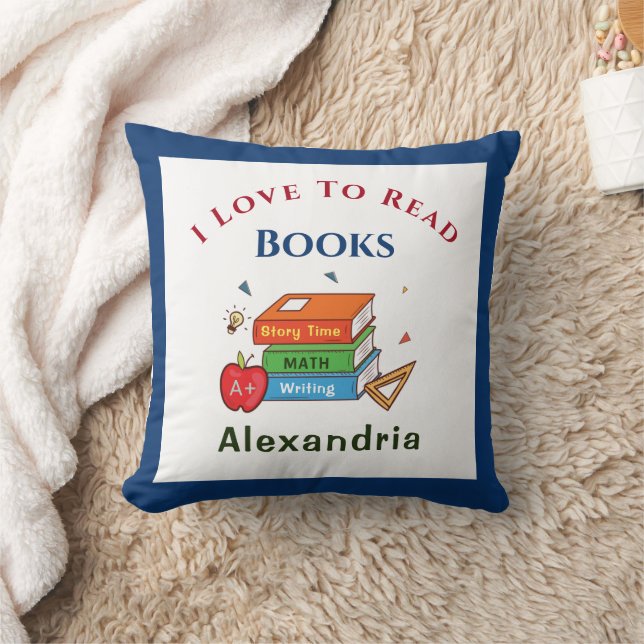 I Love To Read Books Reader Reading Personalise Cushion (Blanket)