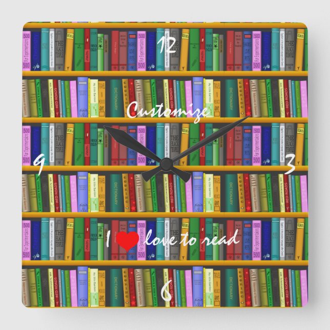I love to read Books  Thunder_Cove Square Wall Clock (Front)