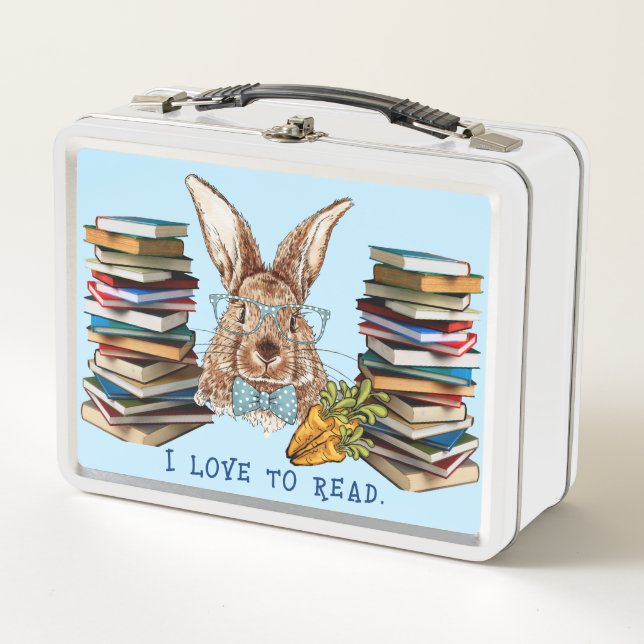 I Love To Read - Rabbit Metal Lunchbox (Front)