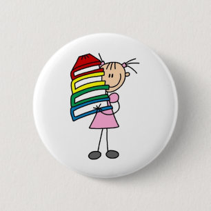 I Love To Read Stick Figure 6 Cm Round Badge