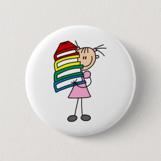 I Love To Read Stick Figure 6 Cm Round Badge