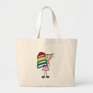 I Love To Read Stick Figure Large Tote Bag