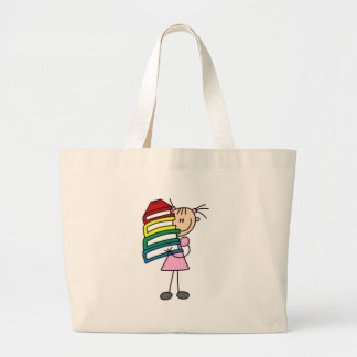 I Love To Read Stick Figure Large Tote Bag