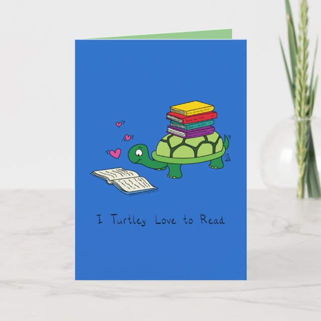 I Love to Read Turtle Book Lovers Card (Front)