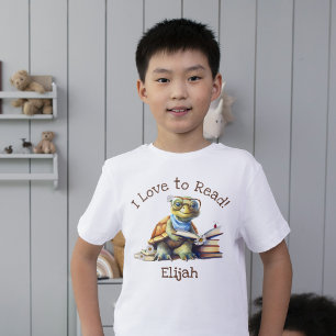 I Love to Read with Cute Baby Turtle T-Shirt