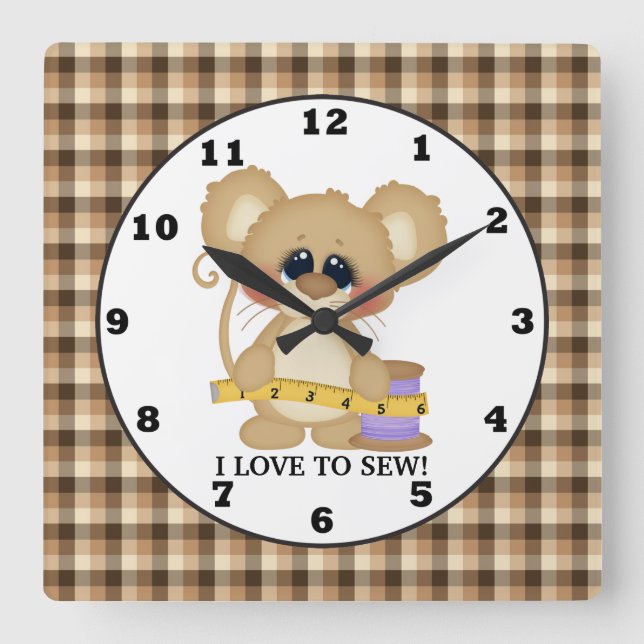 I Love to Sew Mouse wall clock (Front)