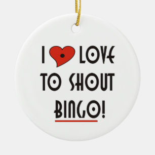 I Love to Shout Bingo Ceramic Tree Decoration