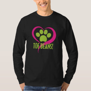 I Love Toe Beans  Animal Paw Print With Heart T-Shirt