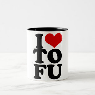 I Love Tofu Funny Vegan humour Two-Tone Coffee Mug