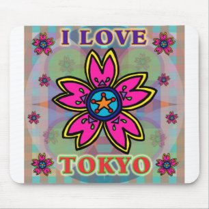 "I LOVE TOKYO" Flowers Mousepad