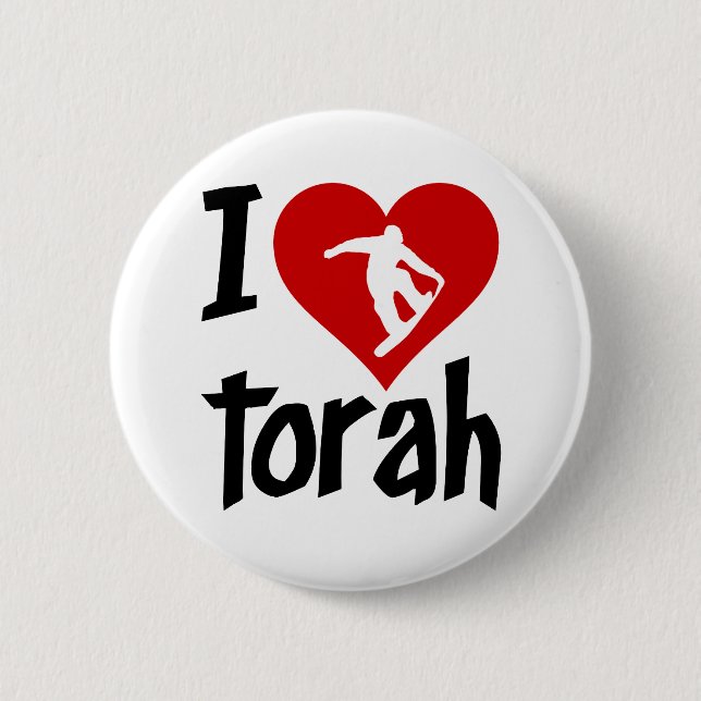 I Love Torah 6 Cm Round Badge (Front)