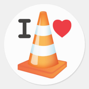 I Love Traffic Cones Orange White Cone Commuter Classic Round Sticker
