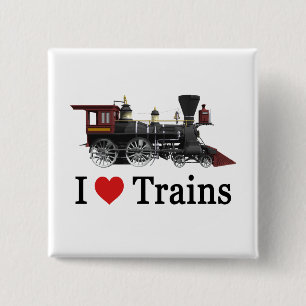 I Love Trains 15 Cm Square Badge