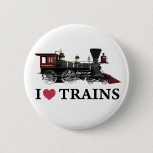 I Love Trains 6 Cm Round Badge