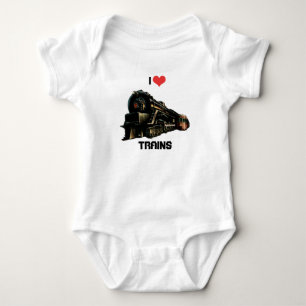 I Love Trains Baby Bodysuit