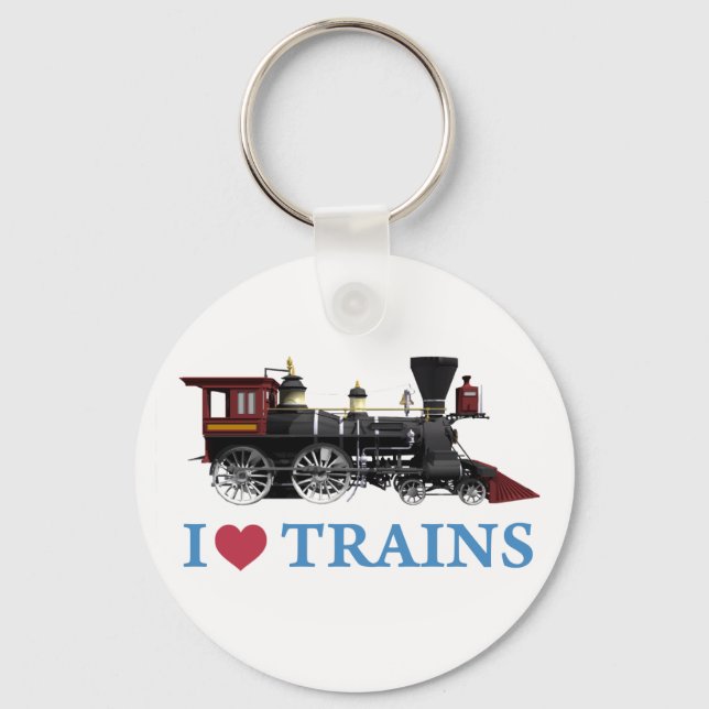 I Love Trains Key Ring (Front)