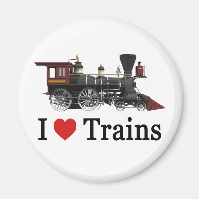 I Love Trains Magnet (Front)