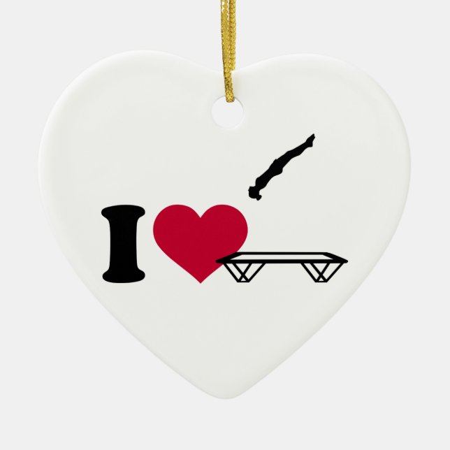 I love trampolining ceramic tree decoration (Front)