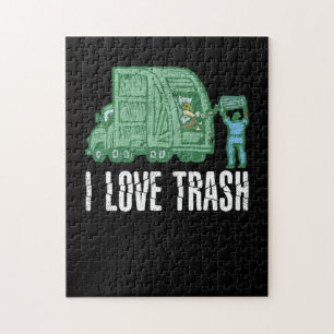 I Love Trash Funny Garbage Jigsaw Puzzle