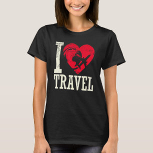 I Love Travel Aviation Stewardess Travelling Fligh T-Shirt