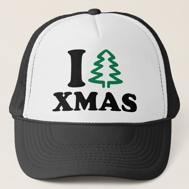 I love tree Xmas Trucker Hat (Front)