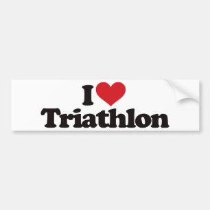 I Love Triathlon Bumper Sticker