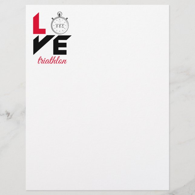 I love triathlon custom letterhead (Front)