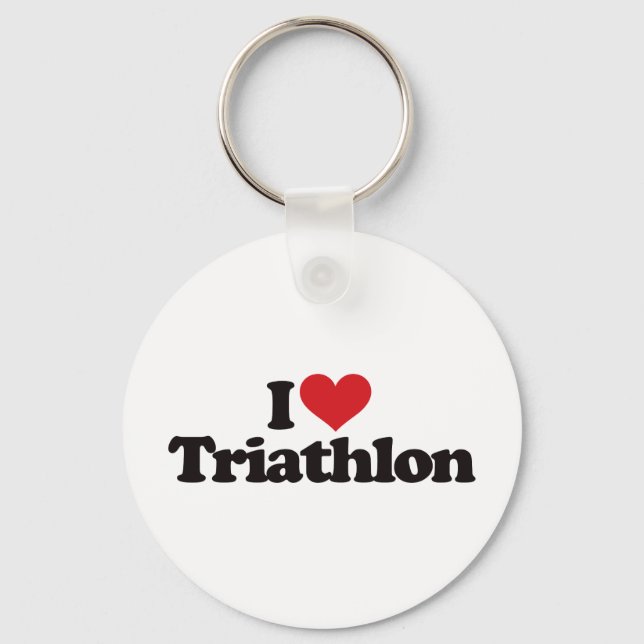 I Love Triathlon Key Ring (Front)