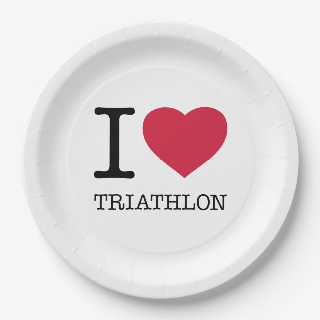 I LOVE TRIATHLON PAPER PLATE (Front)
