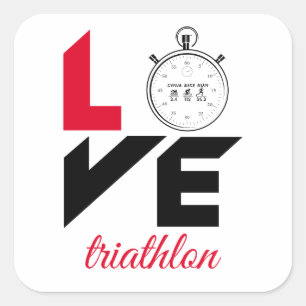 I love triathlon square sticker