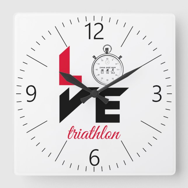 I love triathlon square wall clock (Front)