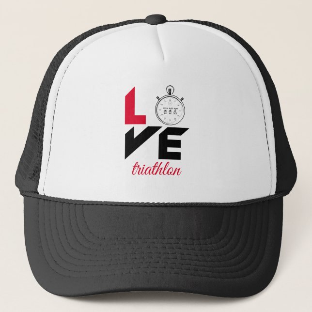 I love triathlon trucker hat (Front)