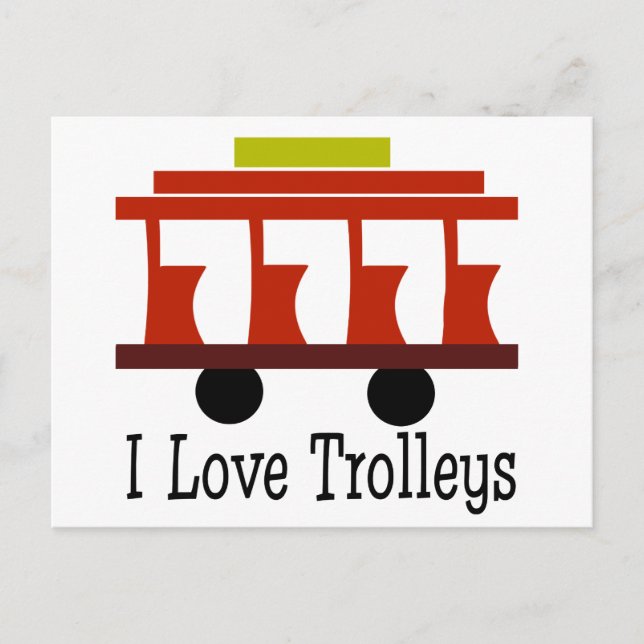 I Love Trolleys Postcard (Front)